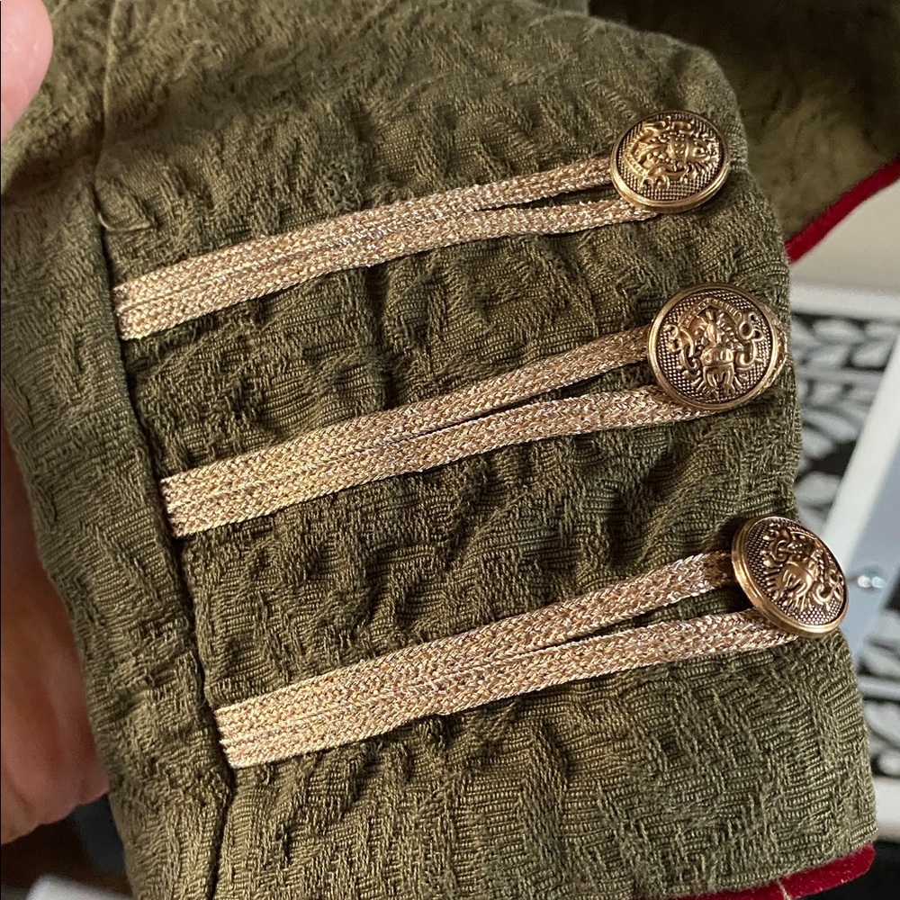 Free People Lauren Band Jacket Military Embroidered Gold Open Front - Picture 8 of 9